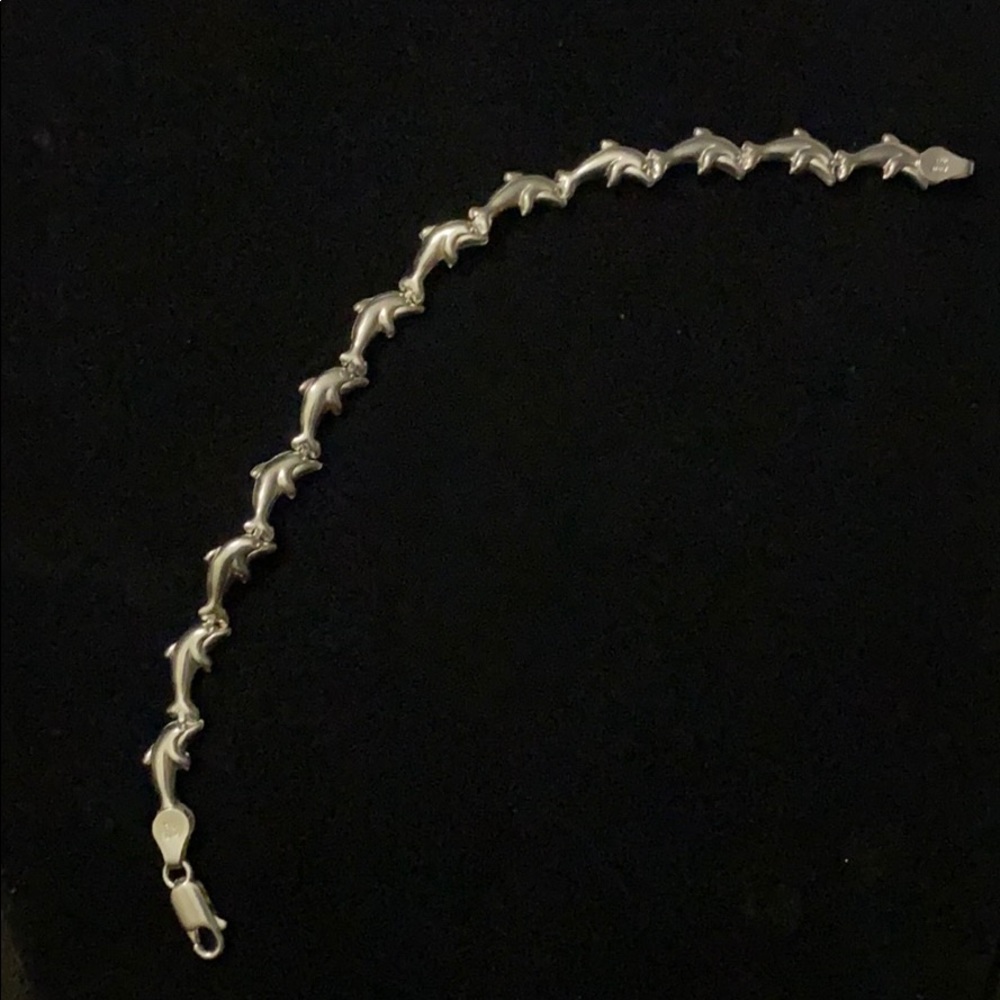 Sterling Silver 7" Dolphin Bracelet stamped 929